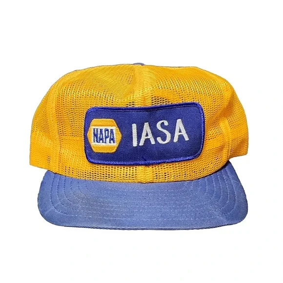 Vintage Napa Full Mesh Trucker Hat Cap Snap Back Yellow Blue Louisville Mfg. USA - Picture 2 of 10